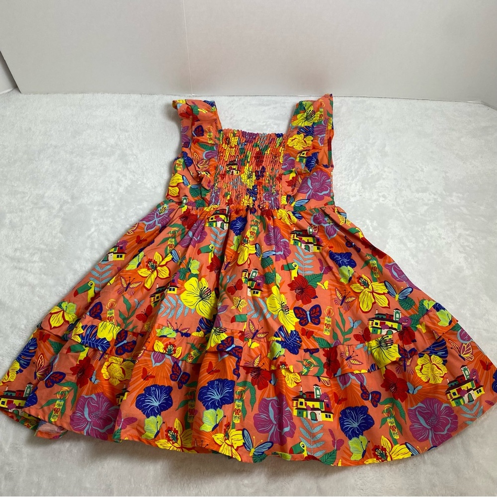 NWOT Disney Encanto Bright Tropical Print Sundress - Orange Floral Size 5/6 - Picture 3 of 11